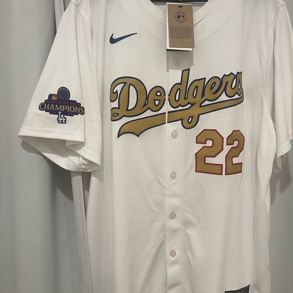 Dodgers White Jersey with Gold Accents